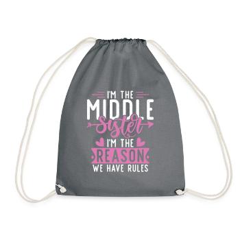 Middle Sister Gifts - Drawstring Bag - grey - Front