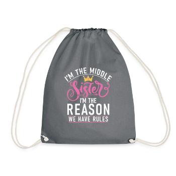 Middle Sister Gifts - Drawstring Bag - grey - Front