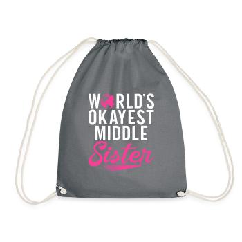 Middle Sister Gifts - Drawstring Bag - grey - Front