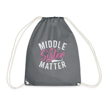 Middle Sister Gifts - Drawstring Bag - grey - Front