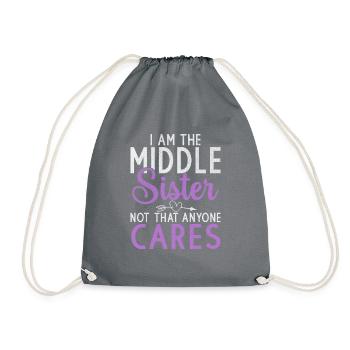 Middle Sister Gifts - Drawstring Bag - grey - Front