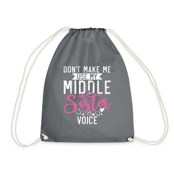 Middle Sister Gifts - Drawstring Bag - grey - Front