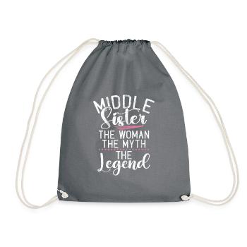 Middle Sister Gifts - Drawstring Bag - grey - Front