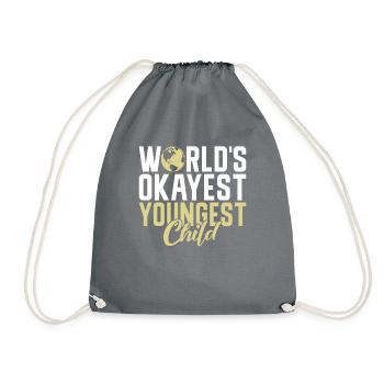 Youngest Child Gift - Drawstring Bag - grey - Front