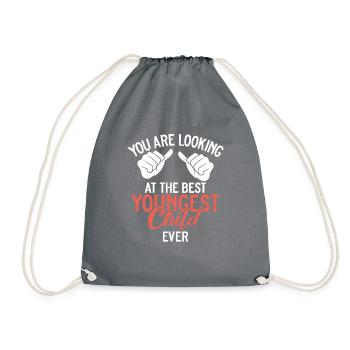 Youngest Child Gift - Drawstring Bag - grey - Front