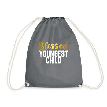 Youngest Child Gift - Drawstring Bag - grey - Front