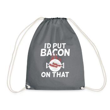 Funny Bacon Gifts - Drawstring Bag - grey - Front