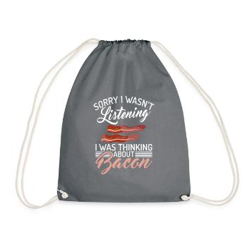 Funny Bacon Gifts - Drawstring Bag - grey - Front