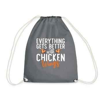 Chicken Wings Gifts - Drawstring Bag - grey - Front