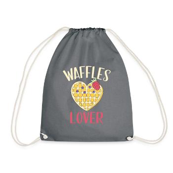 Waffle Lover Gifts - Drawstring Bag - grey - Front