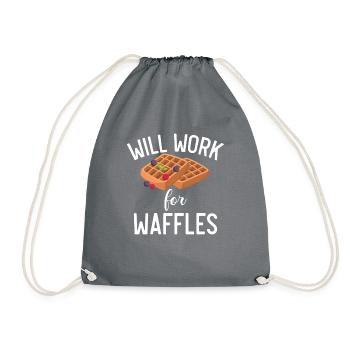 Waffle Lover Gifts - Drawstring Bag - grey - Front