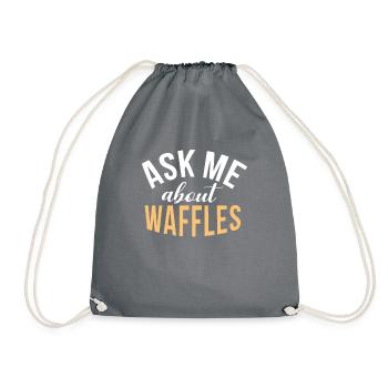 Waffle Lover Gifts - Drawstring Bag - grey - Front