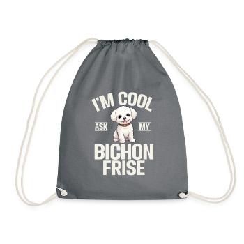 Bichon Frise Gifts - Drawstring Bag - grey - Front