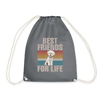 Bichon Frise Gifts - Drawstring Bag - grey - Front
