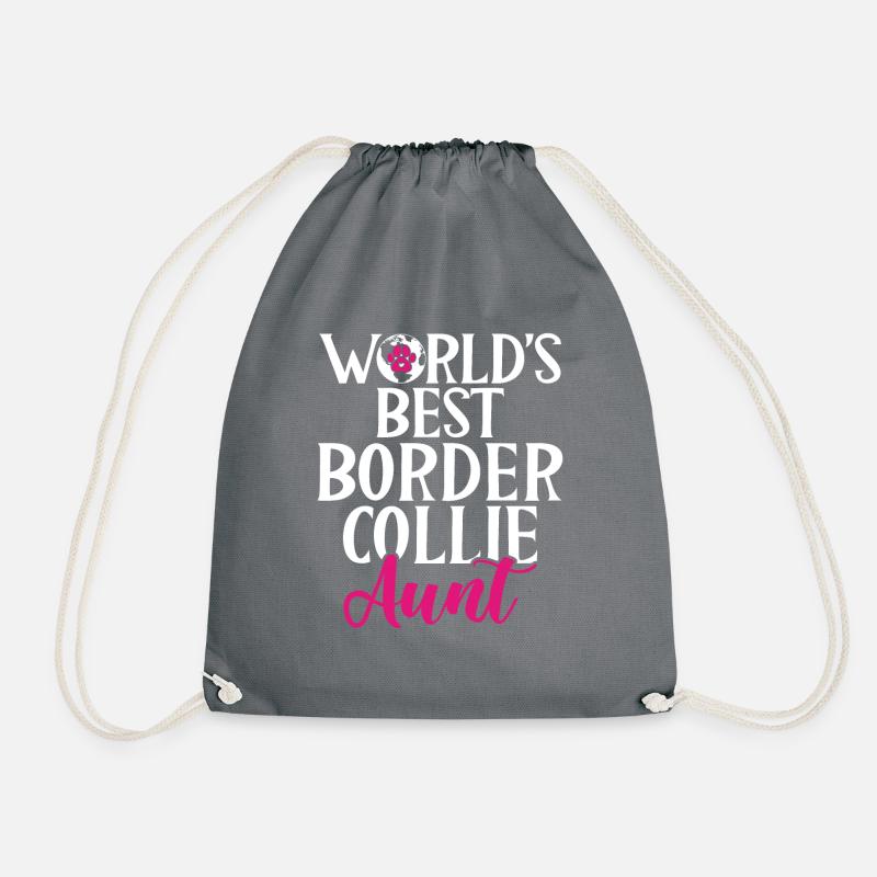 Border Collie Gifts - Drawstring Bag - grey