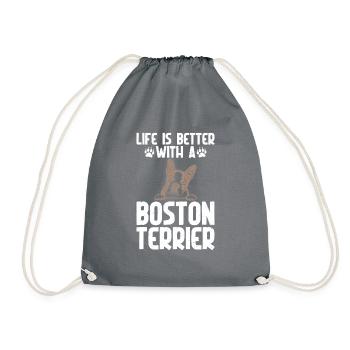 Boston Terrier Gifts - Turnbeutel - Grau - Vorne