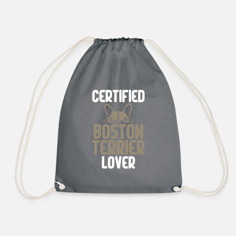 Boston Terrier Gifts - Drawstring Bag - grey
