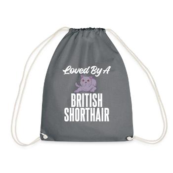 British Shorthair Gifts - Drawstring Bag - grey - Front