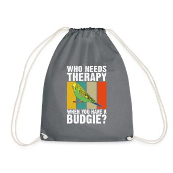 Budgie Gift - Drawstring Bag - grey - Front