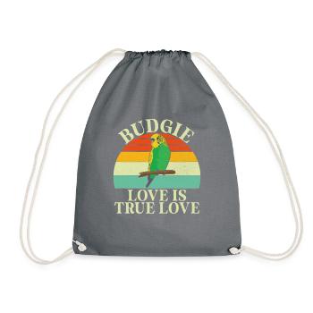 Budgie Gift - Drawstring Bag - grey - Front