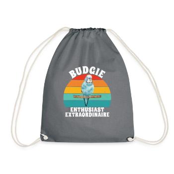 Budgie Gift - Drawstring Bag - grey - Front