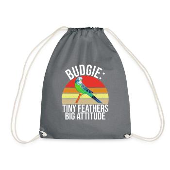 Budgie Gift - Drawstring Bag - grey - Front