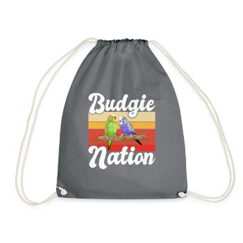 Budgie Gift - Turnbeutel - Grau - Vorne