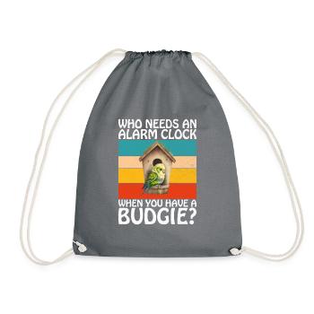 Budgie Gift - Drawstring Bag - grey - Front