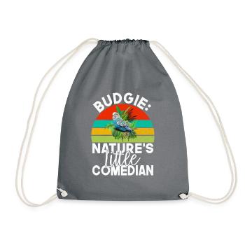 Budgie Gift - Drawstring Bag - grey - Front