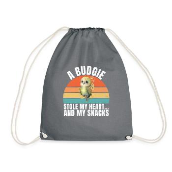 Budgie Gift - Drawstring Bag - grey - Front