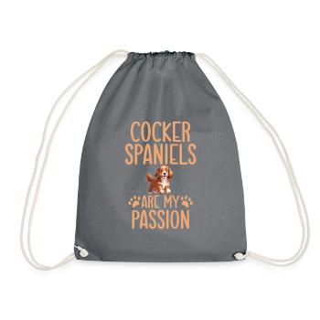 Cocker Spaniel Gifts - Drawstring Bag - grey - Front