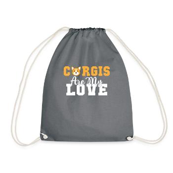 Corgi Gifts for Corgi Lovers - Drawstring Bag - grey - Front