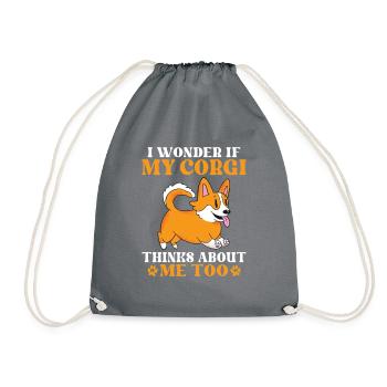 Corgi Gifts for Corgi Lovers - Drawstring Bag - grey - Front