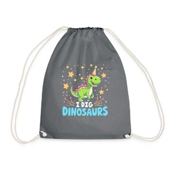 Dinosaur Party Decorations - Drawstring Bag - grey - Front