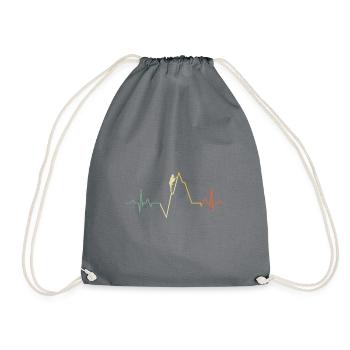 Ecg Heartbeat Graphic Bouldering Mountaineering Bo - Turnbeutel - Grau - Vorne