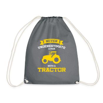 Tractor T-Shirt Gift Idea Christmas Funny - Drawstring Bag - grey - Front