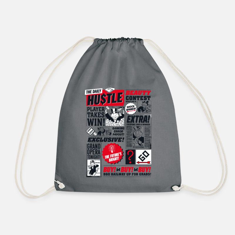 Monopoly Paper Design With Rich Uncle Pennybags - Drawstring Bag - grey