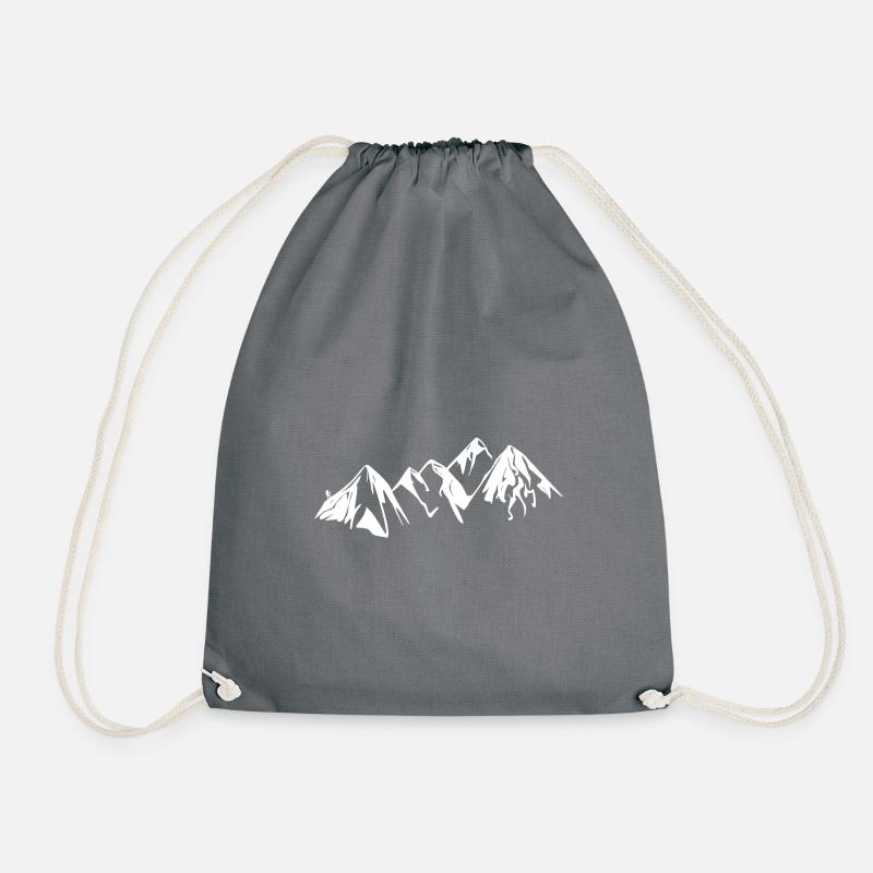 Berge mit Wanderer - Turnbeutel - Grau