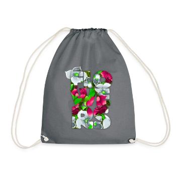 flowers - Drawstring Bag - grey - Front