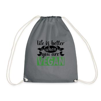 Leben als Veganer Vegan - Turnbeutel - Grau - Vorne