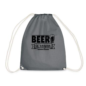 Vegan Veganer Bier trinker Spruch - Turnbeutel - Grau - Vorne