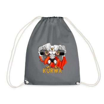 Squat- Polnischer Adler mit Flagge - Turnbeutel - Grau - Vorne