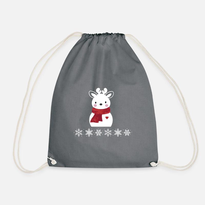 Weihnachtshirsch und Schneeflocken - Turnbeutel - Grau