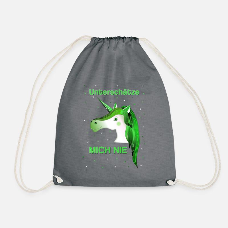 Einhorn grünes Einhorn - Turnbeutel - Grau