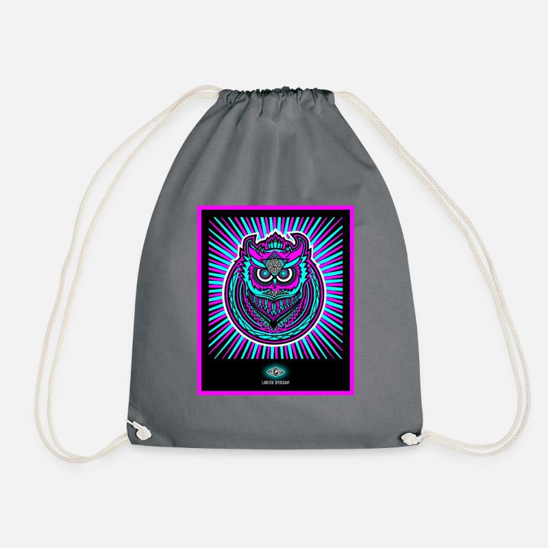 Neon Eule in strahlendem Neonpink - Turnbeutel - Grau