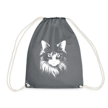 cat, cat motif, cute, gift, gift ideas - Drawstring Bag - grey - Front