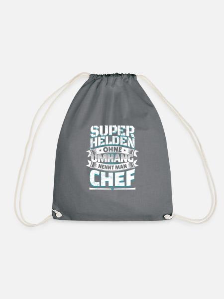 Superheld lustiger Spruch Held Chef Geschenk - Turnbeutel - Grau