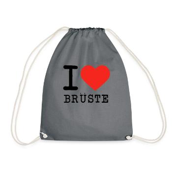 I love Brüste - Turnbeutel - Grau - Vorne