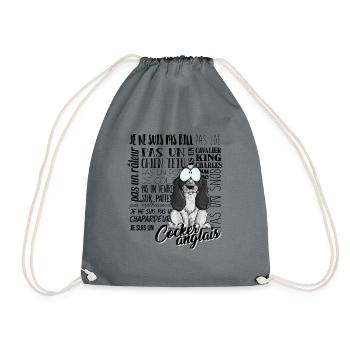 Je Suis Cocker Anglais Noir Blanc Mouche - nrFR - Sac de sport léger - gris - Devant