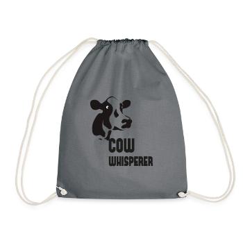 FUNNY COW WHISPERER GIFT - Turnbeutel - Grau - Vorne